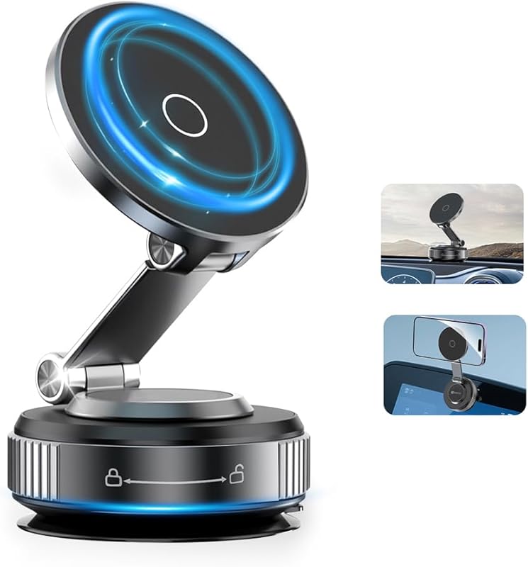 2026 Magnetic Vacuum Suction Cup Phone Mount 360° Rotating for Dashboa
