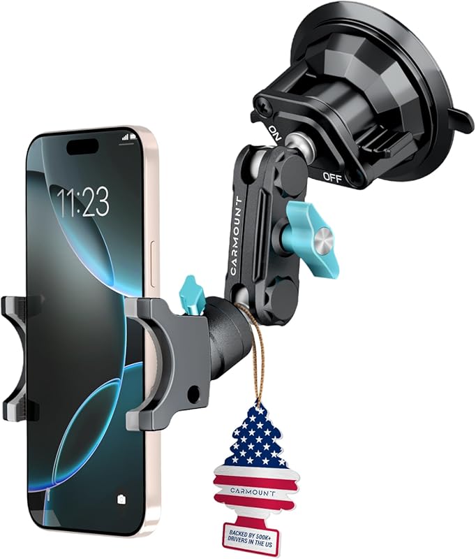 CARMOUNT TitanX100 Heavy Duty Metal Suction Cup Phone Mount for Car &