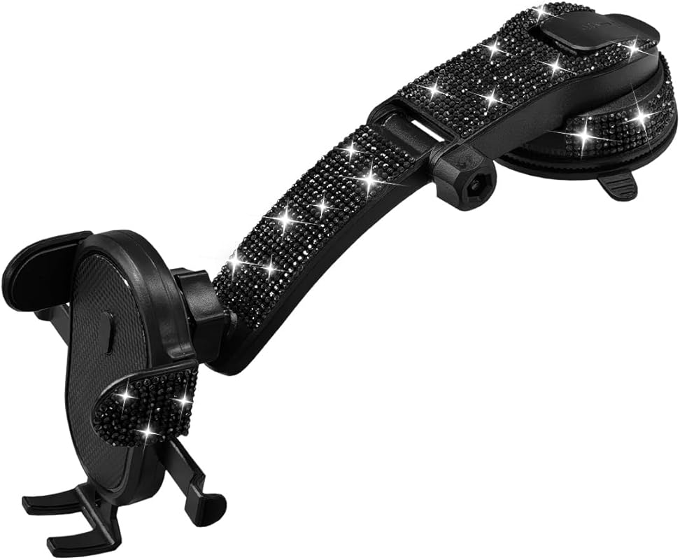 YoRise Bling Rhinestone Car Phone Holder – 360° Rotatable, Suction Cup