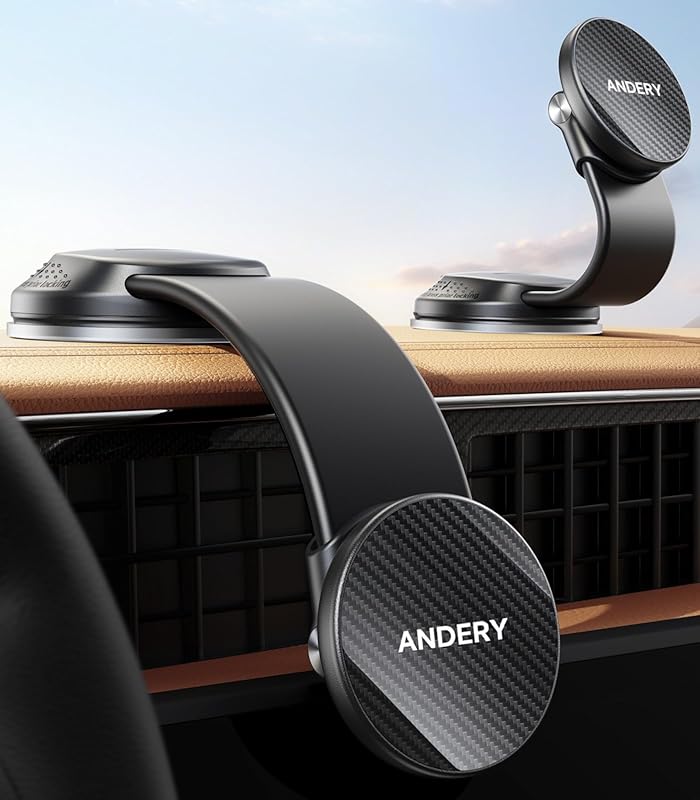 ANDERY MagSafe Car Mount – 360° Adjustable Memory Alloy Arm, 2400gf Ma