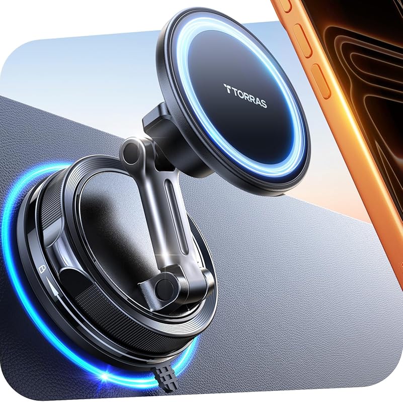 TORRAS 98+LBS Suction MagSafe Car Mount with Ultra Magnet & 360° Adjus