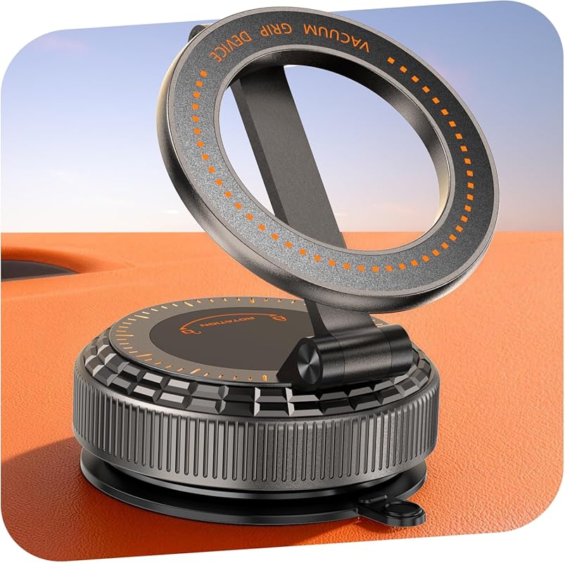 Pure Zinc Alloy Vacuum Magnetic Phone Holder with 105+ lbs Suction & 3