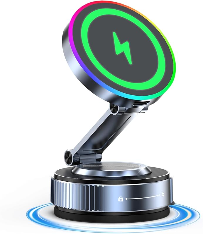 15W Fast Wireless Charging MagSafe Car Mount with 360° Vacuum Suction 