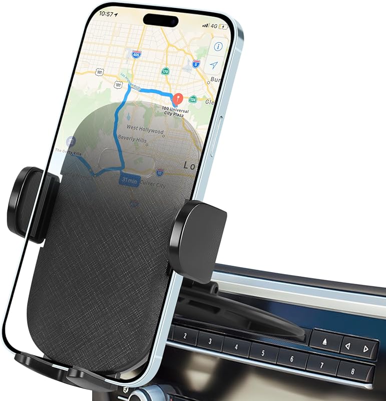 Shock-Resistant CD Slot Car Phone Mount with 360° Rotation & Single-Bu