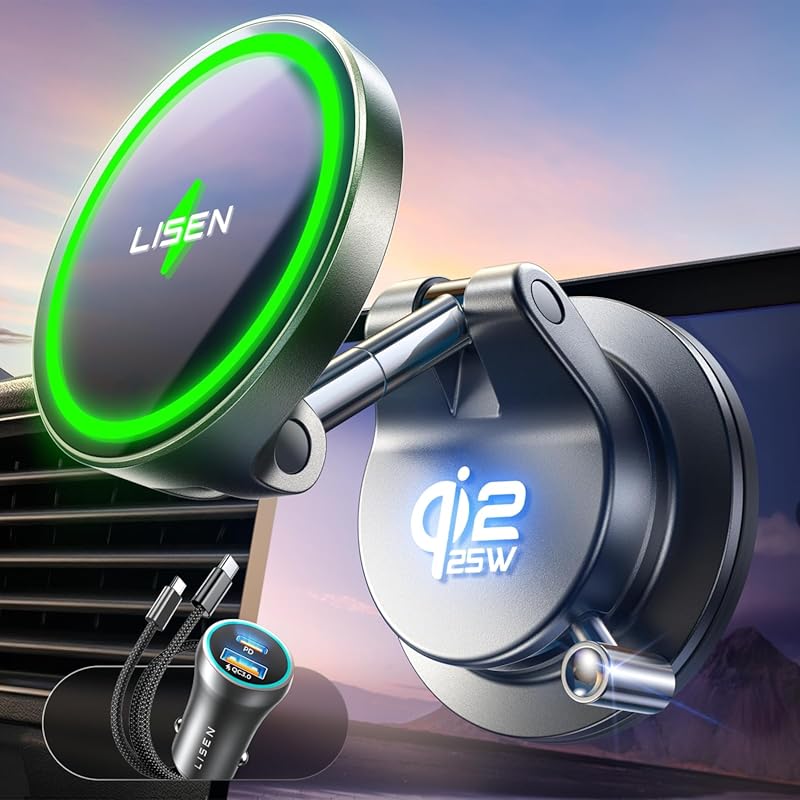 LISEN Qi2.2 25W MagSafe Car Charger – Ultra Stable, Faster Charging fo
