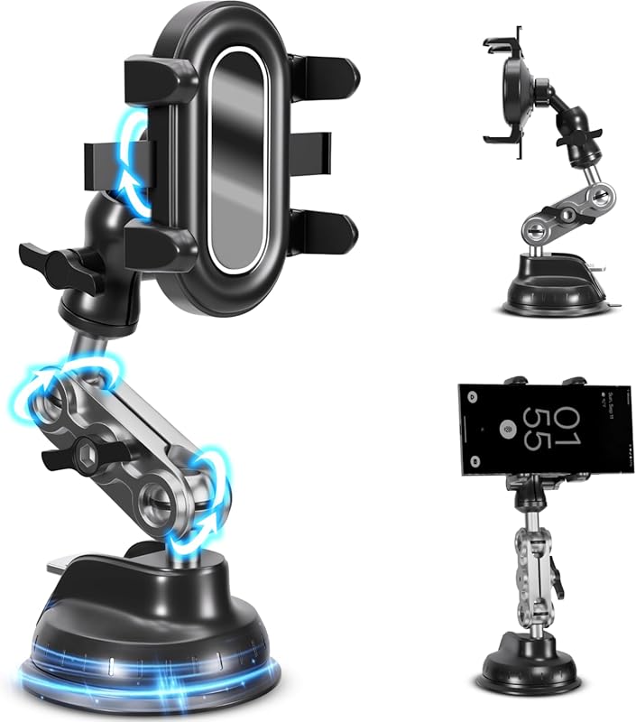 Atlas Suction Phone Mount with 360° Adjustable Arm for TikTok, Driving