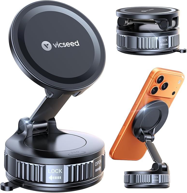 VICSEED Magsafe Car Mount with 98+ LBS Strong Suction & 360° Rotation 