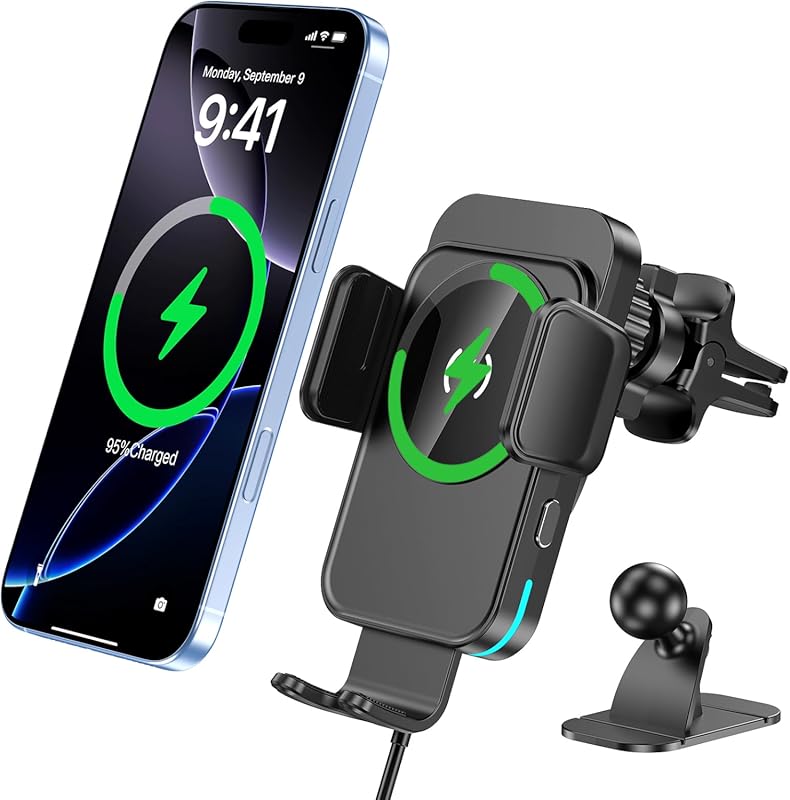 bokilino 15W Auto Clamping Wireless Charger for iPhone 17-12 Series Bl